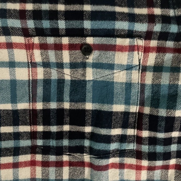 Merona Mens‎ Size Medium Blue Plaid Long Sleeve Cotton Button Up Shirt Pocket - Picture 2 of 6